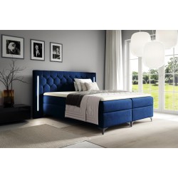 Cama continental Arius con acolchado decorativo y luz LED en el cabecero, tela Fresh 11