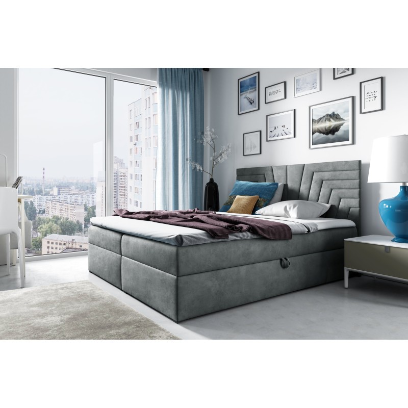 Cama continental Zendo IV con contenedor para ropa de cama de tela Fresh 32