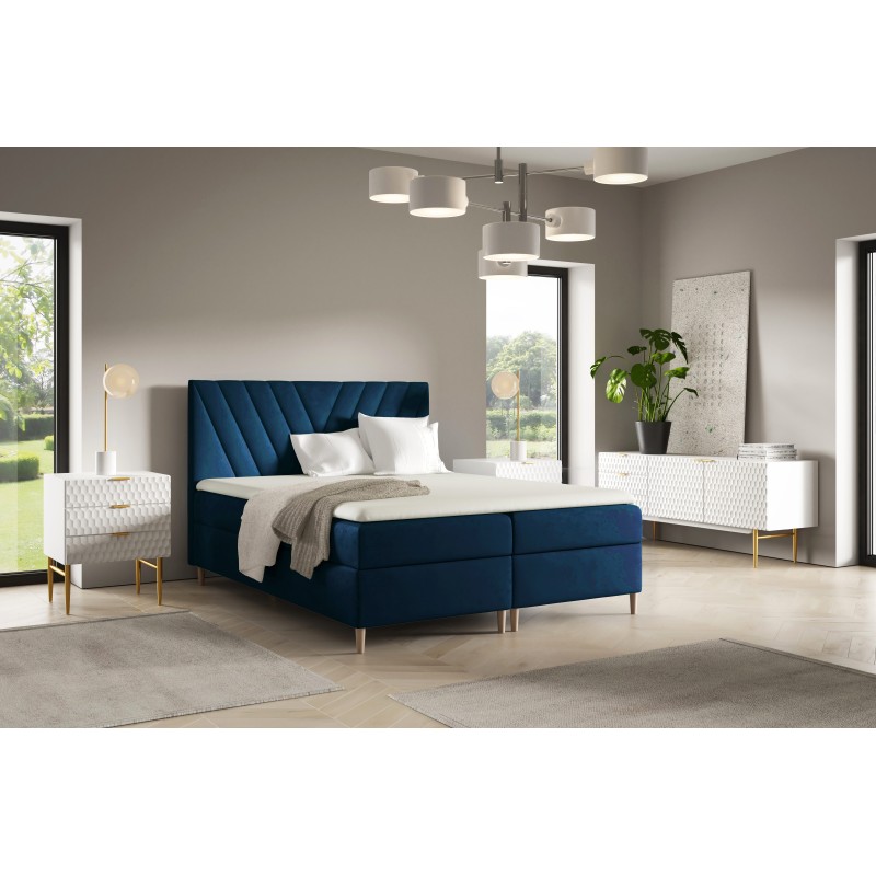 Cama continental Karo con contenedor para ropa de cama, tela Fresh 11 Cama continental Karo con contenedor para ropa de cama, tela Fresh 11