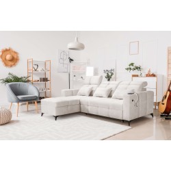 Luxus-Ecksofa Zeni mit Schlaffunktion im Samtstoff, Wave 1 | Ihr Ort des Komforts