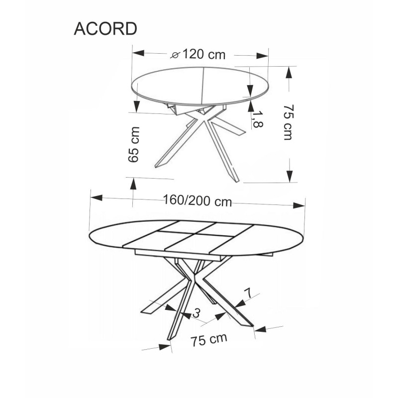 'ACORD Extendable Table, Natural / Black' 'ACORD Extendable Table, Natural / Black'