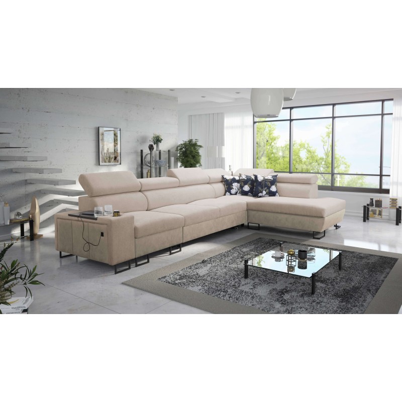Ecksofa Prestige XI Maxi mit Schlaffunktion und USB-Anschluss | Gepolsterte Ecksofa, Weich im Griff, Freya 210.04 + Tauro 8203