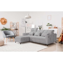 Luxuriöse Ecksofa Zeni mit Schlaffunktion in Samtstoff, Wave 15 | Ihr Ort für Komfort