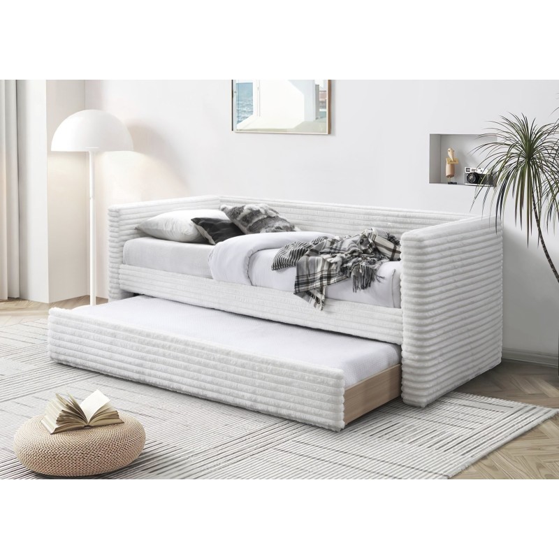 'ALABAMA Pull-Out Bottom Mattress Bed, Cream'