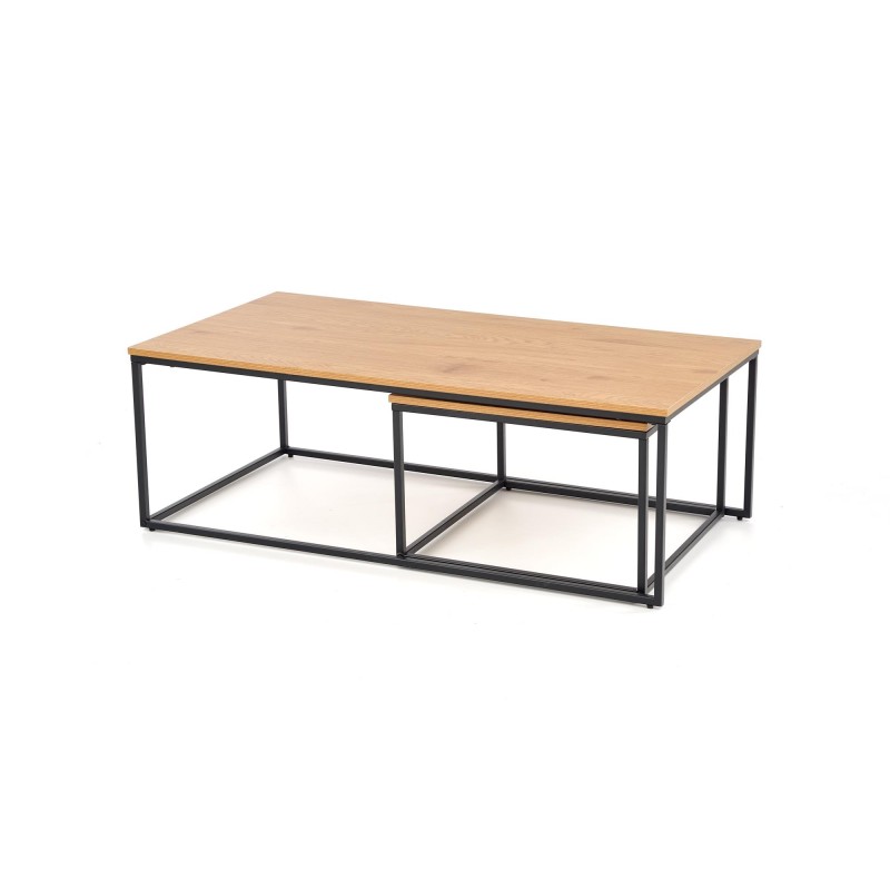 'ALASKA set of 2 golden oak / black benches' 'ALASKA set of 2 golden oak / black benches'