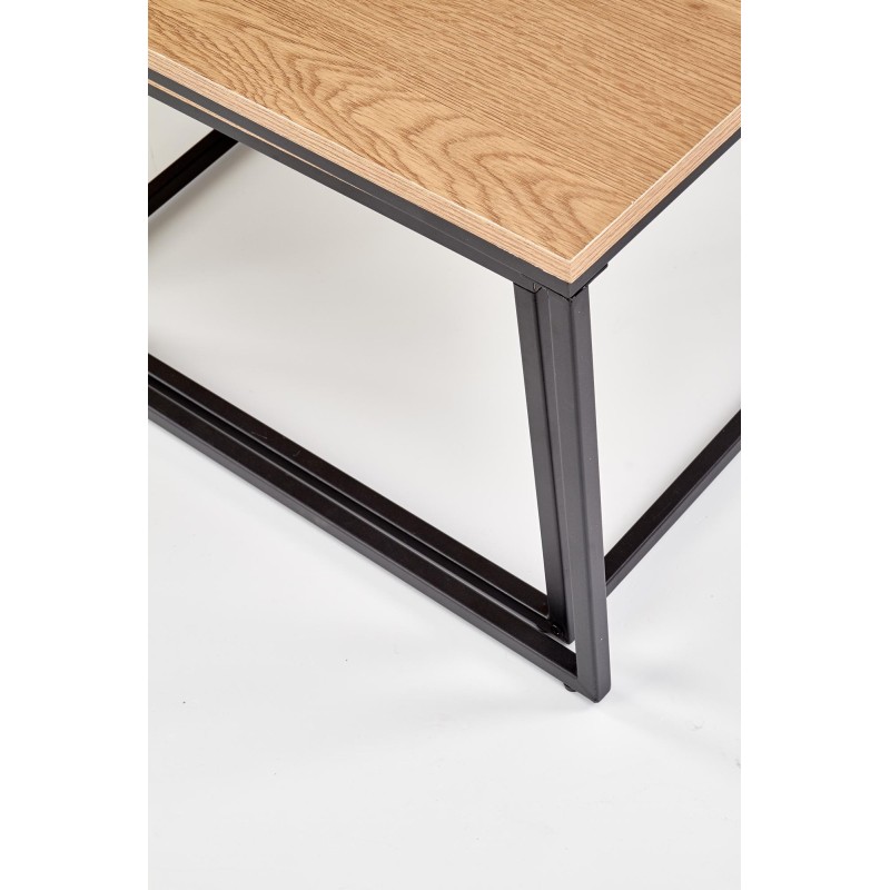 'ALASKA set of 2 golden oak / black benches' 'ALASKA set of 2 golden oak / black benches'