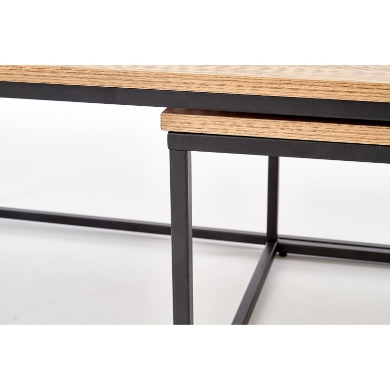 'ALASKA set of 2 golden oak / black benches' 'ALASKA set of 2 golden oak / black benches'