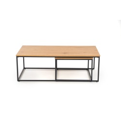 'ALASKA set of 2 golden oak / black benches' 'ALASKA set of 2 golden oak / black benches'