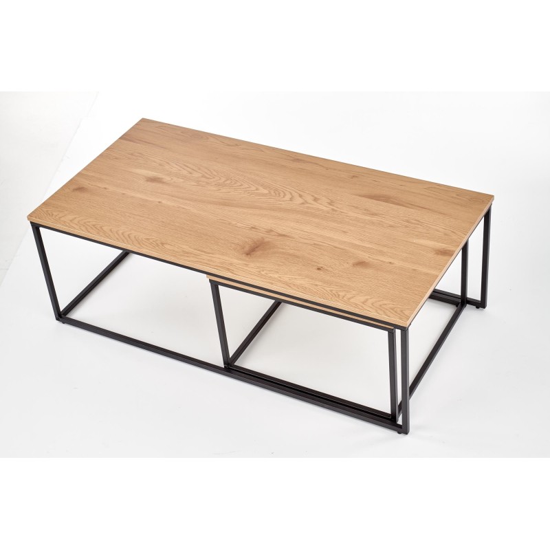 'ALASKA set of 2 golden oak / black benches' 'ALASKA set of 2 golden oak / black benches'