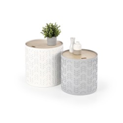 'ALBA Set of Two Benches with Storage in White / Ash'