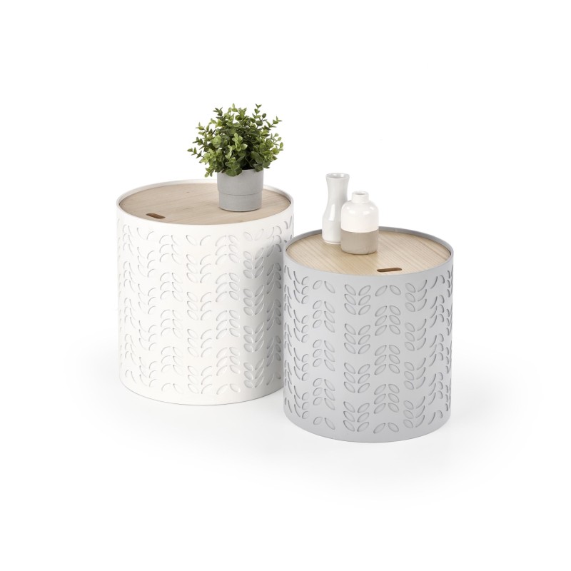 'ALBA Set of Two Benches with Storage in White / Ash' 'ALBA Set of Two Benches with Storage in White / Ash'