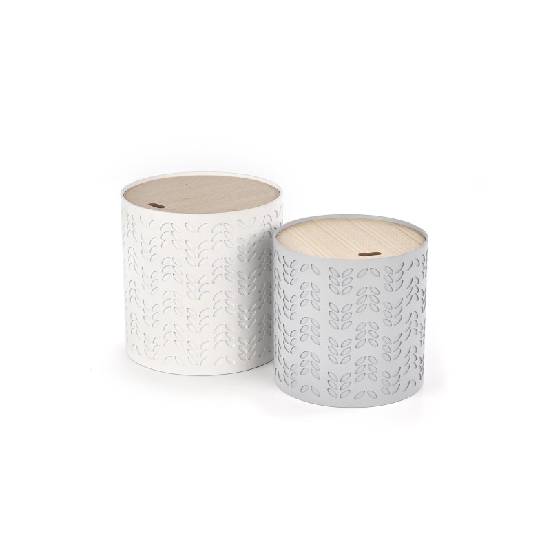 'ALBA Set of Two Benches with Storage in White / Ash' 'ALBA Set of Two Benches with Storage in White / Ash'