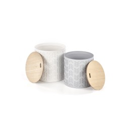 'ALBA Set of Two Benches with Storage in White / Ash' 'ALBA Set of Two Benches with Storage in White / Ash'