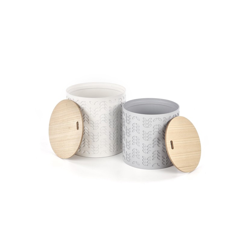 'ALBA Set of Two Benches with Storage in White / Ash' 'ALBA Set of Two Benches with Storage in White / Ash'