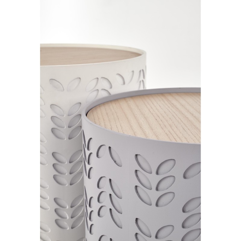 'ALBA Set of Two Benches with Storage in White / Ash' 'ALBA Set of Two Benches with Storage in White / Ash'