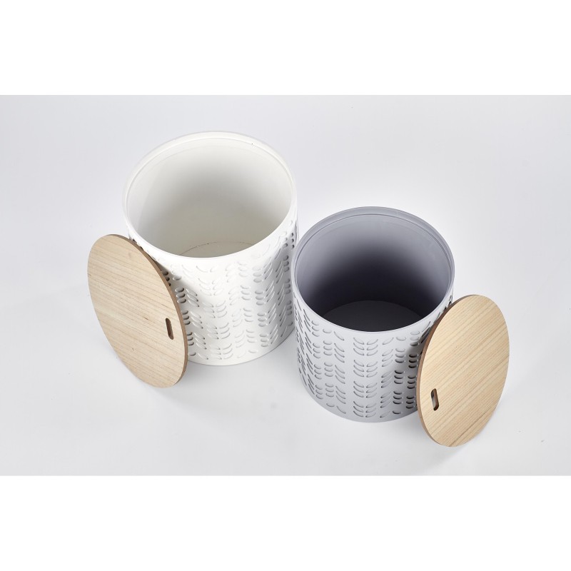 'ALBA Set of Two Benches with Storage in White / Ash' 'ALBA Set of Two Benches with Storage in White / Ash'