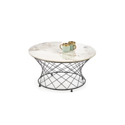 'ALESSIA Coffee Table, Beige Marble / Black'