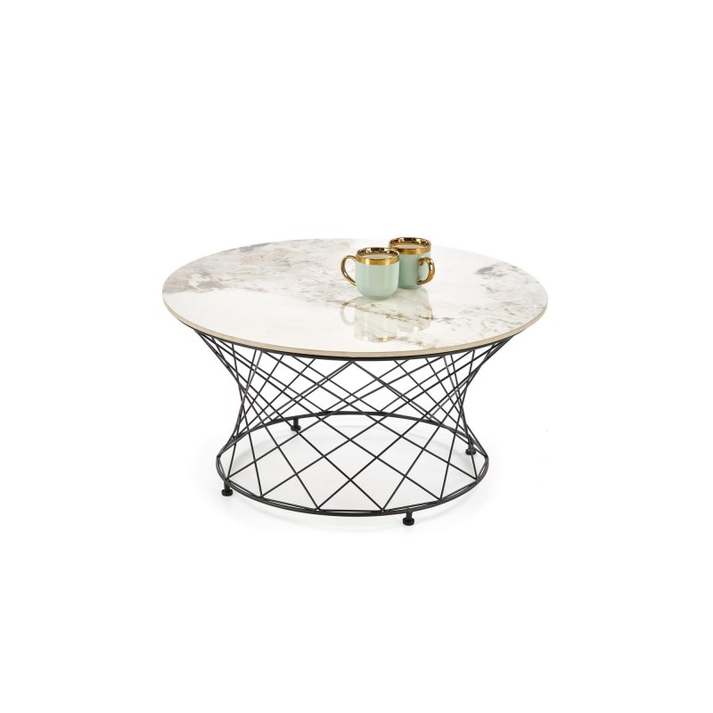'ALESSIA Coffee Table, Beige Marble / Black'