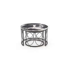 'ALEXANDRA Set of 2 Benches, Black Marble / Black' 'ALEXANDRA Set of 2 Benches, Black Marble / Black'
