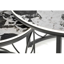'ALEXANDRA Set of 2 Benches, Black Marble / Black' 'ALEXANDRA Set of 2 Benches, Black Marble / Black'