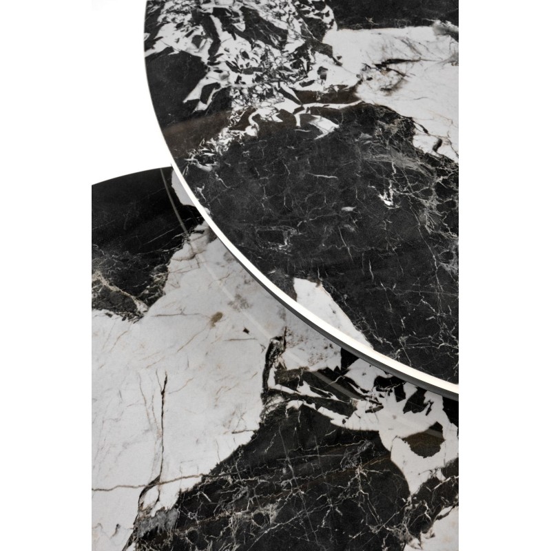 'ALEXANDRA Set of 2 Benches, Black Marble / Black' 'ALEXANDRA Set of 2 Benches, Black Marble / Black'