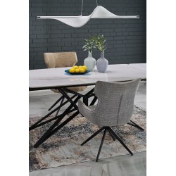 'ALFREDO Extendable Table, White Marble / Black' 'ALFREDO Extendable Table, White Marble / Black'