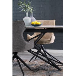 'ALFREDO Extendable Table, White Marble / Black' 'ALFREDO Extendable Table, White Marble / Black'