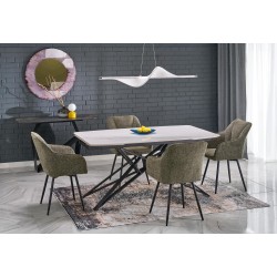 'ALFREDO Extendable Table, White Marble / Black' 'ALFREDO Extendable Table, White Marble / Black'