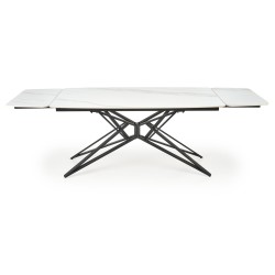 'ALFREDO Extendable Table, White Marble / Black' 'ALFREDO Extendable Table, White Marble / Black'