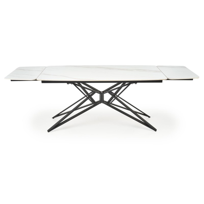 'ALFREDO Extendable Table, White Marble / Black' 'ALFREDO Extendable Table, White Marble / Black'