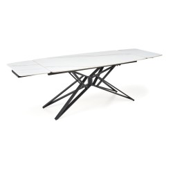 'ALFREDO Extendable Table, White Marble / Black' 'ALFREDO Extendable Table, White Marble / Black'