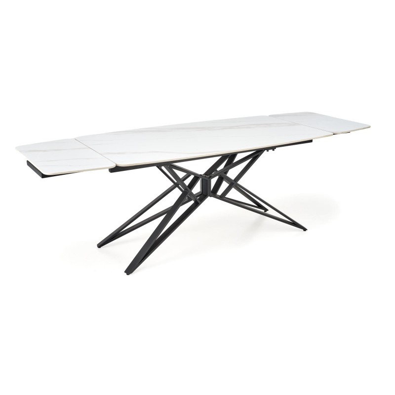 'ALFREDO Extendable Table, White Marble / Black' 'ALFREDO Extendable Table, White Marble / Black'