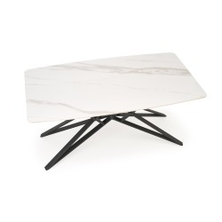 'ALFREDO Extendable Table, White Marble / Black' 'ALFREDO Extendable Table, White Marble / Black'