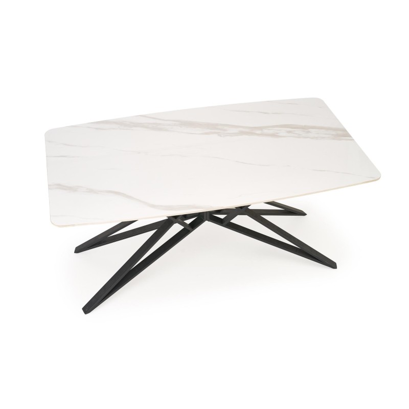 'ALFREDO Extendable Table, White Marble / Black' 'ALFREDO Extendable Table, White Marble / Black'