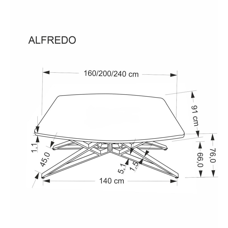 'ALFREDO Extendable Table, White Marble / Black' 'ALFREDO Extendable Table, White Marble / Black'