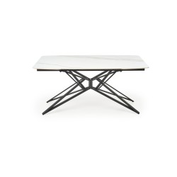 'ALFREDO Extendable Table, White Marble / Black' 'ALFREDO Extendable Table, White Marble / Black'