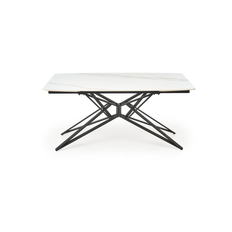 'ALFREDO Extendable Table, White Marble / Black' 'ALFREDO Extendable Table, White Marble / Black'