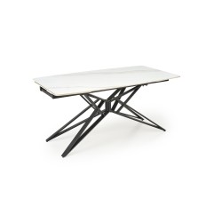 'ALFREDO Extendable Table, White Marble / Black' 'ALFREDO Extendable Table, White Marble / Black'