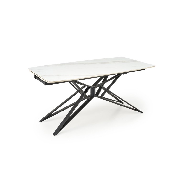 'ALFREDO Extendable Table, White Marble / Black' 'ALFREDO Extendable Table, White Marble / Black'