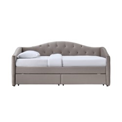 'ALOHA Bed with Drawers in Beige Velvet' 'ALOHA Bed with Drawers in Beige Velvet'