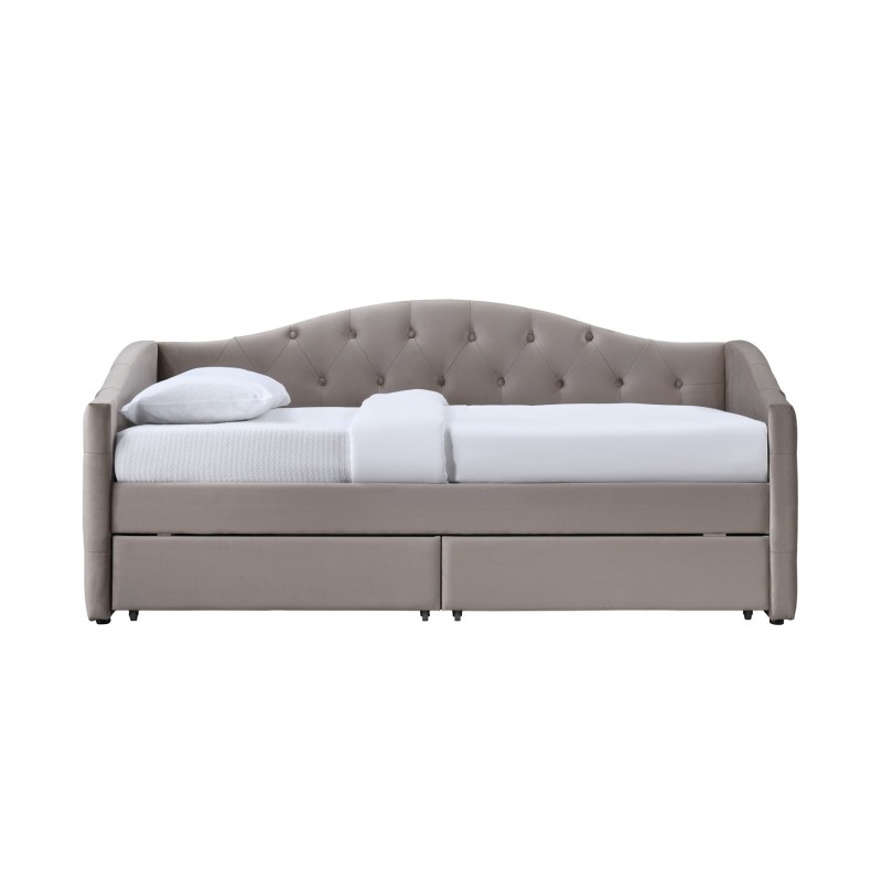 'ALOHA Bed with Drawers in Beige Velvet' 'ALOHA Bed with Drawers in Beige Velvet'