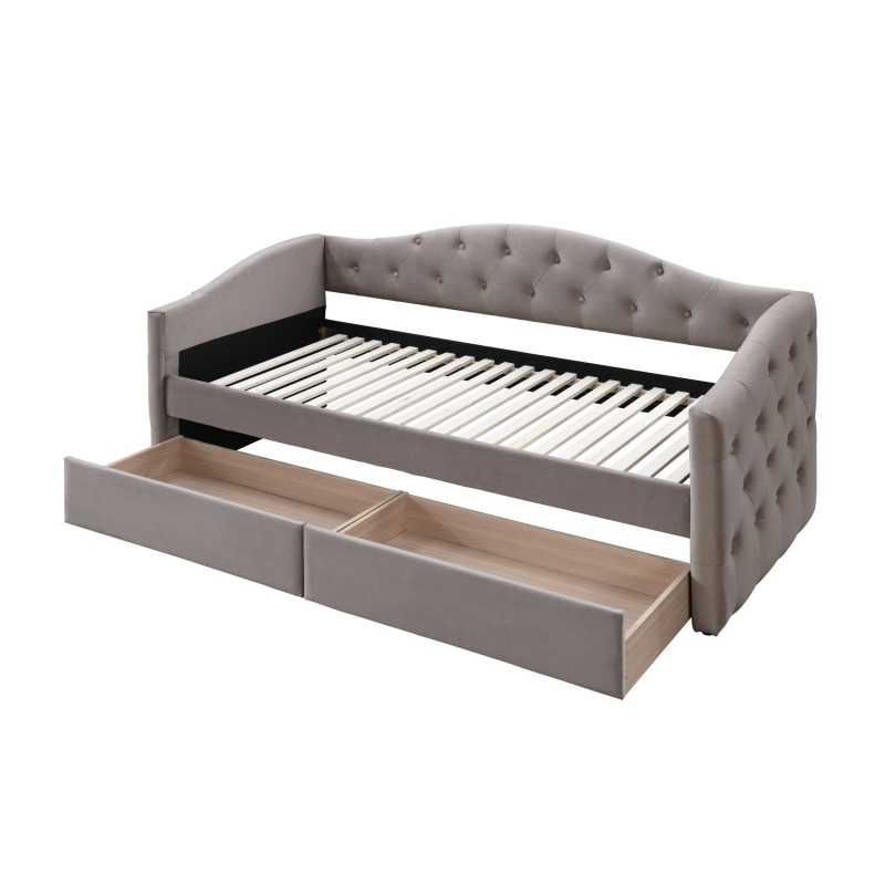 'ALOHA Bed with Drawers in Beige Velvet' 'ALOHA Bed with Drawers in Beige Velvet'