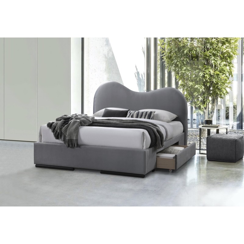 'AMBER 160 Bed with Drawers in Ash Velvet' 'AMBER 160 Bed with Drawers in Ash Velvet'