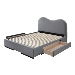 'AMBER 160 Bed with Drawers in Ash Velvet' 'AMBER 160 Bed with Drawers in Ash Velvet'