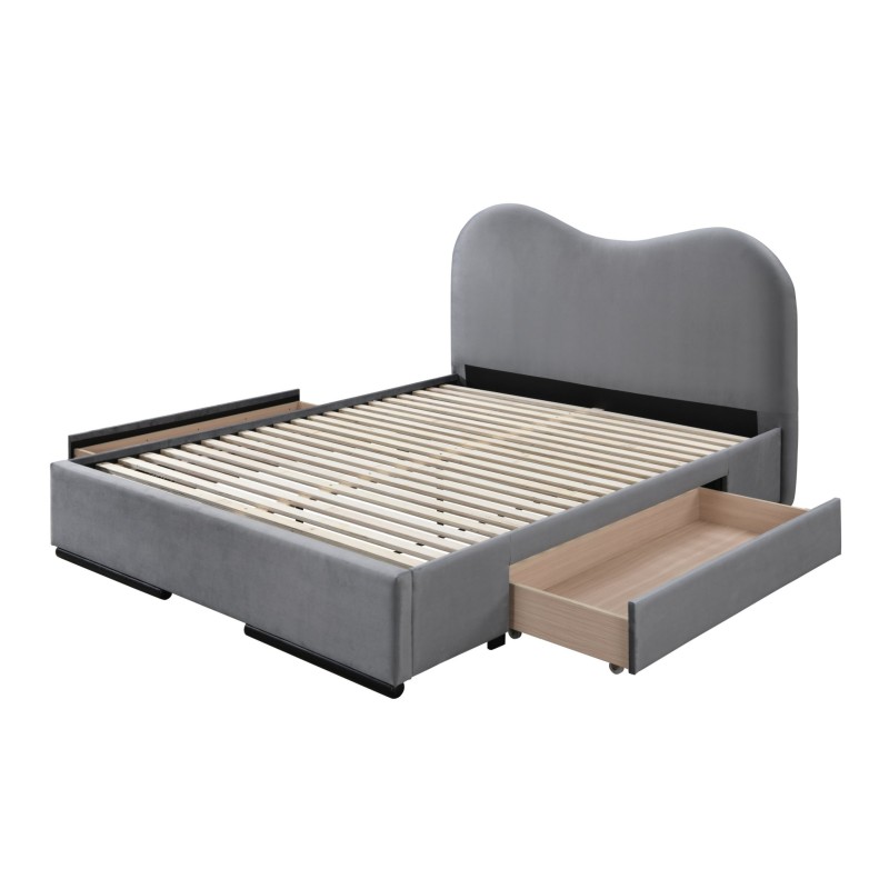 'AMBER 160 Bed with Drawers in Ash Velvet' 'AMBER 160 Bed with Drawers in Ash Velvet'