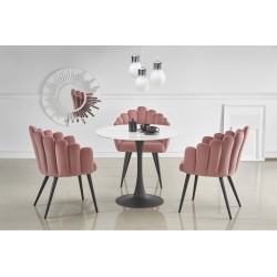 'AMBROSIO Round Table, Glass Top, Black Leg'
