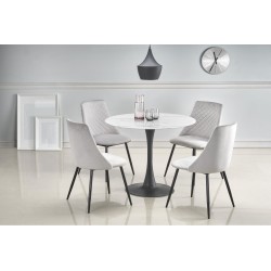 'AMBROSIO Round Table, Glass Top, Black Leg' 'AMBROSIO Round Table, Glass Top, Black Leg'