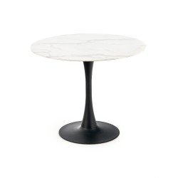 'AMBROSIO Round Table, Glass Top, Black Leg' 'AMBROSIO Round Table, Glass Top, Black Leg'
