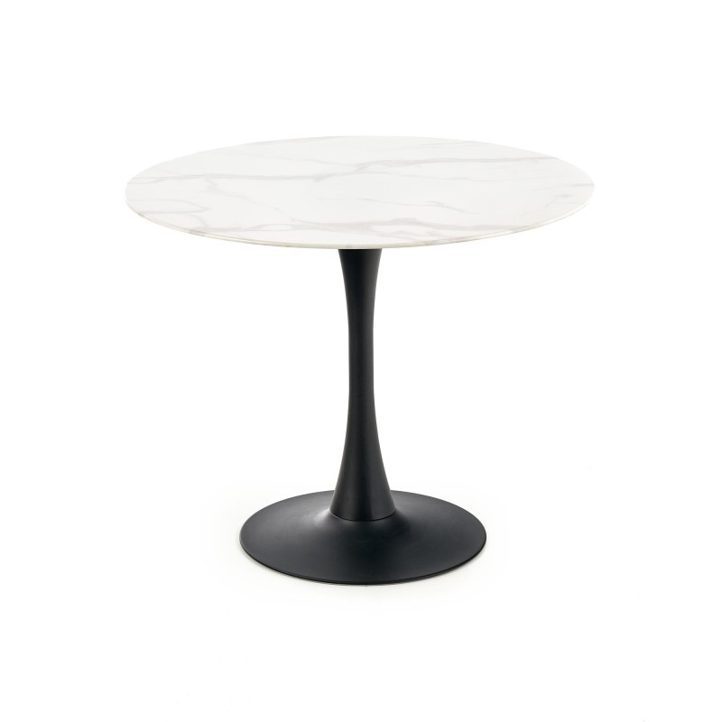 'AMBROSIO Round Table, Glass Top, Black Leg' 'AMBROSIO Round Table, Glass Top, Black Leg'