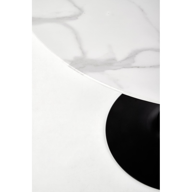 'AMBROSIO Round Table, Glass Top, Black Leg' 'AMBROSIO Round Table, Glass Top, Black Leg'